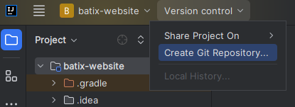 Create Git Repository Menu